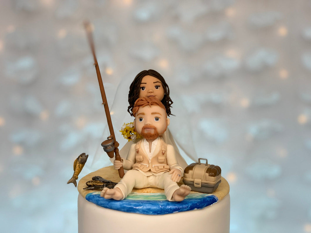 Gone Fish'n Wedding Cake Topper Figurine