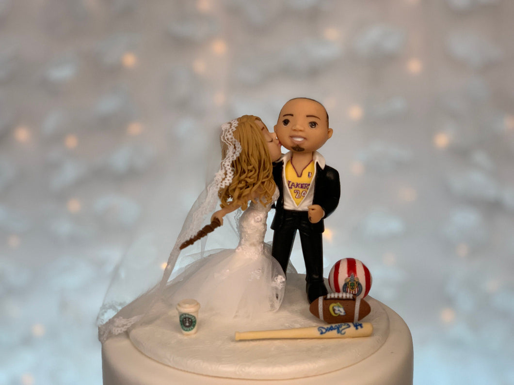 Sports Fan Wedding Cake Topper Figurine