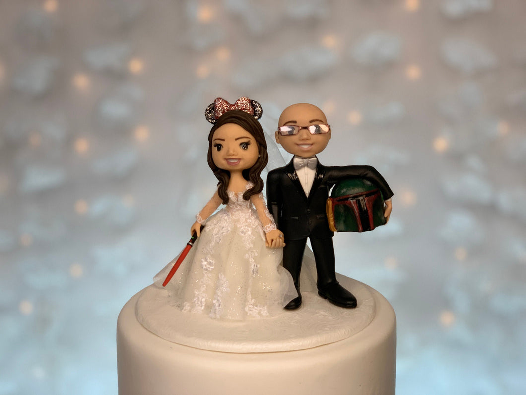 Disney Bride and Bounty Hunter Wedding Cake Topper Figurine